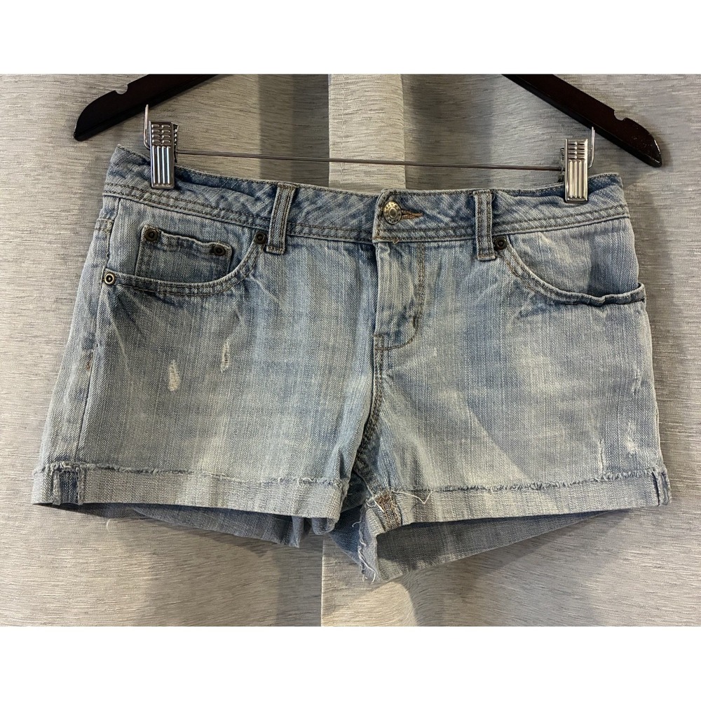 SO Short Shorts Size 7 Blue Jean Denim Low Rise Micro Mini Y2K 2000s Festival